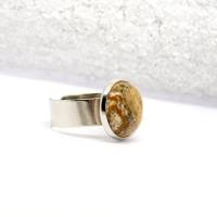 Ring mit Landschaftsjaspis Cabochon, verstellbare Ringschiene Bild 4