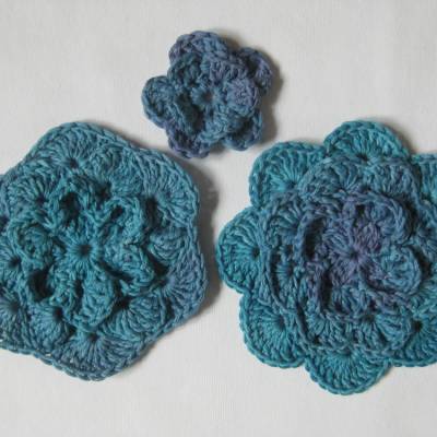 Applikation, gehäkelt in 3D-Optik, aus Baumwolle 