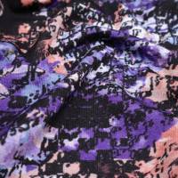 Stoff Viskose Jersey mit abstrakten Design lila schwarz lachs blau weiss Kleiderstoff Bild 2