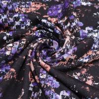 Stoff Viskose Jersey mit abstrakten Design lila schwarz lachs blau weiss Kleiderstoff Bild 3