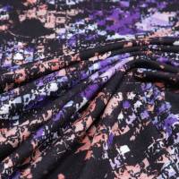 Stoff Viskose Jersey mit abstrakten Design lila schwarz lachs blau weiss Kleiderstoff Bild 4