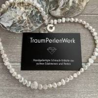 Wunderschöne handgefertigte Perlenkette mit Silberschnecke,Süßwasser Perlenkette,Perlencollier,Brautschmuck,Perlen Bild 1