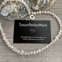 Wunderschöne handgefertigte Perlenkette mit Silberschnecke,Süßwasser Perlenkette,Perlencollier,Brautschmuck,Perlen Bild 2