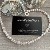 Wunderschöne handgefertigte Perlenkette mit Silberschnecke,Süßwasser Perlenkette,Perlencollier,Brautschmuck,Perlen Bild 3
