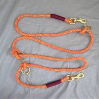 3-fach verstellbare Hundeleine aus 10mm PPM-Tau, in Rot/Orange/Gelb, Tauleine Bild 4