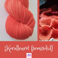 Korallenrot Semisolid, Handgefärbte Sockenwolle/Tuchwolle, 4fädig, 100 g Strang Bild 1