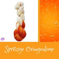 High Twist "Spritzige Orangenlimo", Handgefärbte Sockenwolle/Tuchwolle, 4fädig, 100 g Strang Bild 1