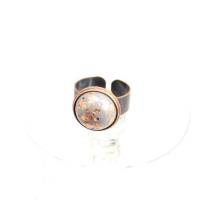 Ring mit Blattkupfer, Beton Cabochon, verstellbar Bild 1