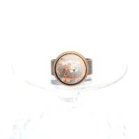 Ring mit Blattkupfer, Beton Cabochon, verstellbar Bild 3