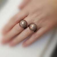 Ring mit Blattkupfer, Beton Cabochon, verstellbar Bild 6