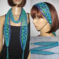 Schmuckschal, Haarband, Häkelschal, Sommerschal aus elastischer Baumwolle Bild 1