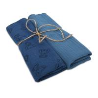Schmusetuch Mulltuch aus Musselin in jeansblau, 2er Pack, in zwei Größen Geschenk Geburt Bild 1
