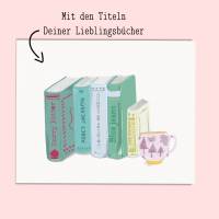 Buch Poster "Books and tea" personalisiert mit den Titeln Deiner Lieblingsbücher, Kunstdruck für Leser Bild 3