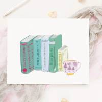 Buch Poster "Books and tea" personalisiert mit den Titeln Deiner Lieblingsbücher, Kunstdruck für Leser Bild 4