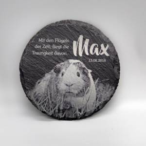 13 x 13 cm runde Gedenktafel für Tiere inkl. Gravur personalisiert mit Foto und Wunschtext Bild 1