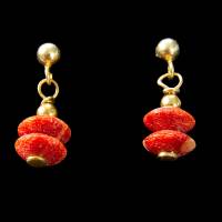 rote Schaumkorallen Ohrhänger zwei Linsen 8 mm Silber vergoldet Bild 6