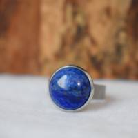 Lapislazuli Ring, Blau, Silber, Lapis, Stein, verstellbarer Statement Ring, Edelstein, Frauen Geburtstagsgeschenk Bild 5
