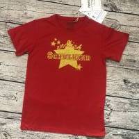 Tolles T-shirt gr.128/134 Einschulung Schulkind in Rot mit Gold-glitzer Bild 1