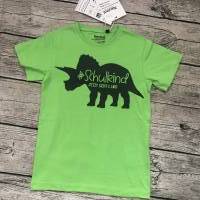 Tolles T-shirt gr.116/122 Einschulung Schulkind in grün mit Dino Bild 1