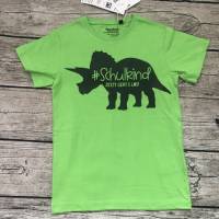 Tolles T-shirt gr.116/122 Einschulung Schulkind in grün mit Dino Bild 2