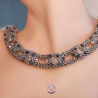 Wunderschönes  Collier, handgefertigt mit hochwertigen Perlen in rosa, silber, weiß, grau metallic, viktorianischer Stil Bild 7