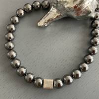Traumhaft schöne handgefertigte Perlenkette,Perlencollier,Silbergraue Halskette mit Perlen,Brautschmuck, Hochzeitsschmuc Bild 1