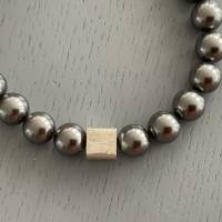 Traumhaft schöne handgefertigte Perlenkette,Perlencollier,Silbergraue Halskette mit Perlen,Brautschmuck, Hochzeitsschmuc Bild 5