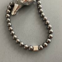 Traumhaft schöne handgefertigte Perlenkette,Perlencollier,Silbergraue Halskette mit Perlen,Brautschmuck, Hochzeitsschmuc Bild 6