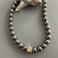 Traumhaft schöne handgefertigte Perlenkette,Perlencollier,Silbergraue Halskette mit Perlen,Brautschmuck, Hochzeitsschmuc Bild 7