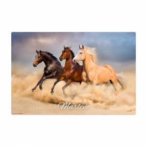 Schreibtischunterlage – Drei Pferde mit Wunschnamen – 60 x 40 cm – Schreibunterlage Kinder aus Premium Vinyl – Made in G Bild 3