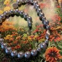 Handgefertigte extravagante Silbergraue Perlenkette,Moderne Perlenkette,Perlencollier mit Echt Silber Zwischenteil, Bild 2