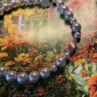 Handgefertigte extravagante Silbergraue Perlenkette,Moderne Perlenkette,Perlencollier mit Echt Silber Zwischenteil, Bild 7