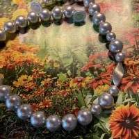 Handgefertigte extravagante Silbergraue Perlenkette,Moderne Perlenkette,Perlencollier mit Echt Silber Zwischenteil, Bild 8