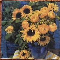 Serviette Sonnenblumen in der Vase (69) -1 einzelne Serviette Bild 3