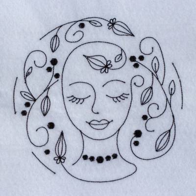 Stickdatei Blumengesicht in drei Größen