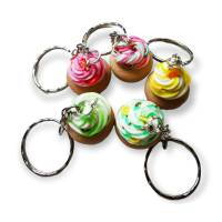 Cupcake Schlüsselanhänger aus Fimo, mit Farbwechsel bei Wärme, verschiedene Sorten, Geschenkidee Bild 1