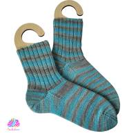 Socken, Größe 42/43, handgestrickt, handgefärbt, Farbe: Poseidon Bild 1