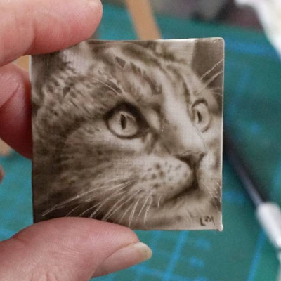Nostalgische Retro Tierportrait auf Mini-Leinwand, Handgemaltes realistisches Katzen mini Bild zum Weihnachten