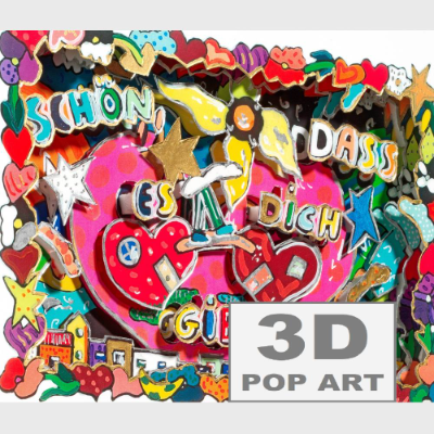 liebe freundschaft geschenk 3D pop art bild gerahmt geschenk freundin freund