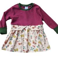 Girly Sweater mit Schößchen - Mädchenkleid - Größe 92 - Kirschen/Schmetterlinge lachs bordeaux Bild 1