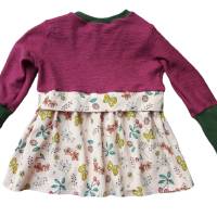 Girly Sweater mit Schößchen - Mädchenkleid - Größe 92 - Kirschen/Schmetterlinge lachs bordeaux Bild 2