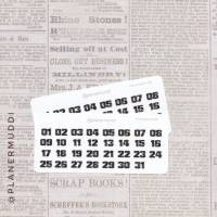 1 Bogen Planersticker Datum (008) für dein Bullet Journal, Filofax oder individuellen Kalender Bild 1