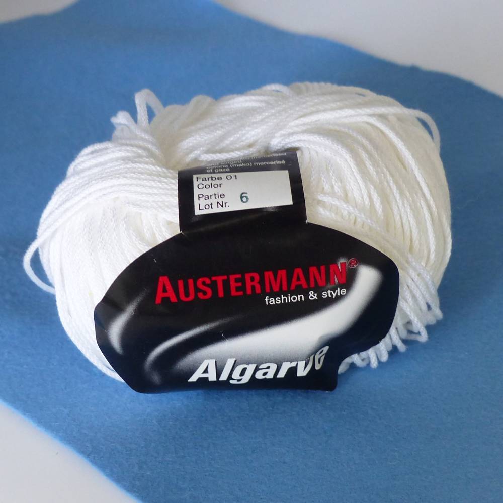 Baumwollgarn-weiss-Austermann-Algarve-100% Baumwolle-weiß-Strickgarn-Häkelgarn-Garn-Handarbeiten-DIY-Material Bild 1