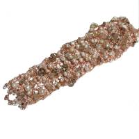 Breites Armband Perlen weiß kupfer freeform Unikat handgefertigt Glas rosegold handmade Brautschmuck Bild 4