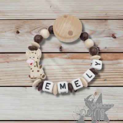 Schnullerkette mit Silikon Giraffe & Namen