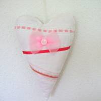 Deko-Herz in WEISS-ROSA Shabby-chic-Style handgemacht von Hobbyhaus Bild 1