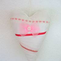 Deko-Herz in WEISS-ROSA Shabby-chic-Style handgemacht von Hobbyhaus Bild 3