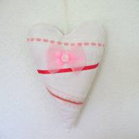 Deko-Herz in WEISS-ROSA Shabby-chic-Style handgemacht von Hobbyhaus Bild 6