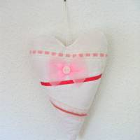 Deko-Herz in WEISS-ROSA Shabby-chic-Style handgemacht von Hobbyhaus Bild 7