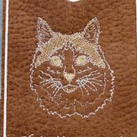 Hülle für EU-Heimtierausweis Katzenkopf recyceltem Kunstleder Handarbeit Bild 2